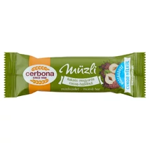Cerbona kakaós-mogyorós müzliszelet cukor hozzáadása nélkül, édesítőszerrel 20 g