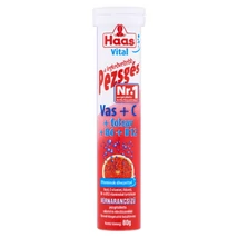 Haas Vital Vas + C + folsav + B6 + B12 vérnarancsízű étrend-kiegészítő pezsgőtabletta 80 g
