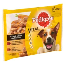 Pedigree 4-pack alutasakos kutyaeledel marhával, báránnyal, pulykával és répával, 4x100g