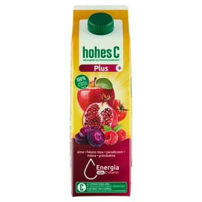 Hohes C Plus+ Vas alma-gránátalma-málna vegyes gyümölcs-zöldséglé 1 l