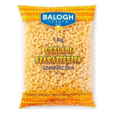 Balogh családi tojásnélküli száraztészta Szarvacska 1kg