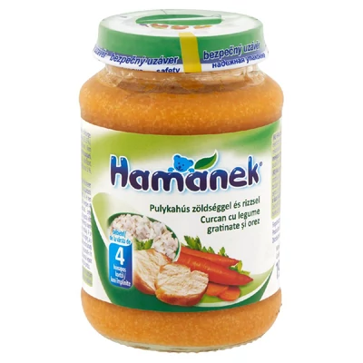Hamanek bébiétel pulykahús zöldséggel és rizzsel 190 g
