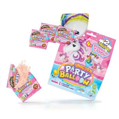 Johny Bee Party Balloon Unicorn + 4*2 g eper ízű pattogós cukor