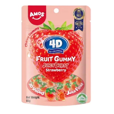 AMOS 4D FRUIT GUMMY 65.GR STRAWBERRY BURST