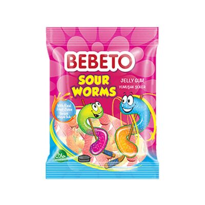 Bebeto gumicukor savanyú, sour worms 80 gr