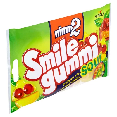 nimm2 Smilegummi Sour vegyes gyümölcs ízű savanyú gumicukorka vitaminokkal 100 g