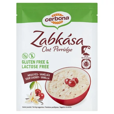 Cerbona gluténmentes, laktózmentes, meggyes-vaníliás zabkása 50 g