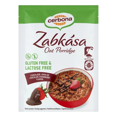 Cerbona gluténmentes, laktózmentes, csokoládé-eper ízű zabkása 50 g