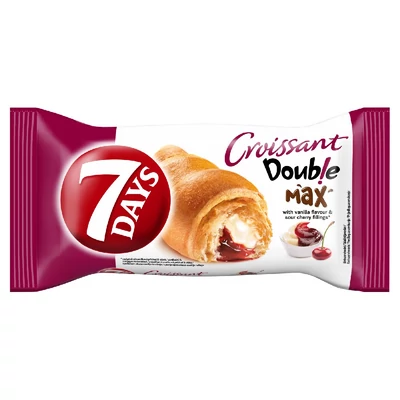 7DAYS Double Max croissant vanília ízű és meggyes töltelékkel 80 g