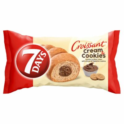7DAYS Cream & Cookies mogyorókrémmel töltött croissant keksz darabokkal 60 g