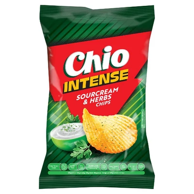 Chio Intense tejfölös és zöldfűszeres ízű chips 55g
