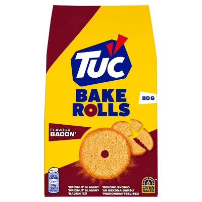 TUC Bake Rolls bacon szalonna ízű ropogós kétszersült 80 g