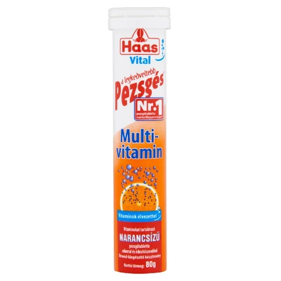 Haas Vital Multivitamin narancsízű étrend-kiegészítő pezsgőtabletta 80 g