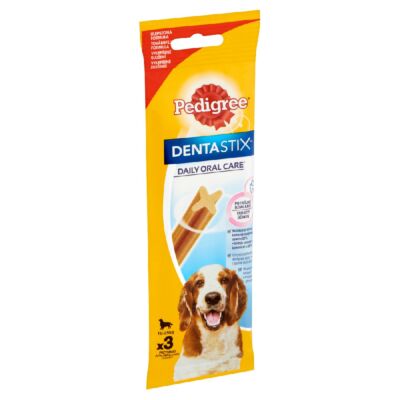 Pedigree DentaStix kiegészítő állateledel 10-25 kg-os, 4 hónapnál idősebb kutyáknak 3 db 77 g