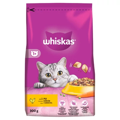 WHISKAS SZARAZ MACSKAELEDEL 1+ 300.GR CSIRKE