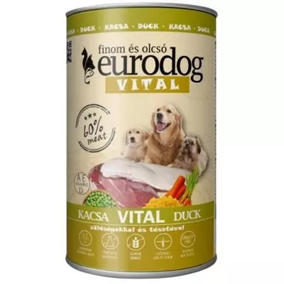 Eurodog vital kacsás kutyakonzerv 1240 g