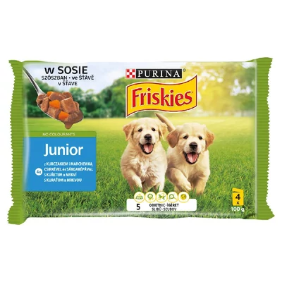 Friskies Vitafit Junior teljes értékű eledel kölyökkutyáknak csirkével és sárgarépával 4 x 100 g