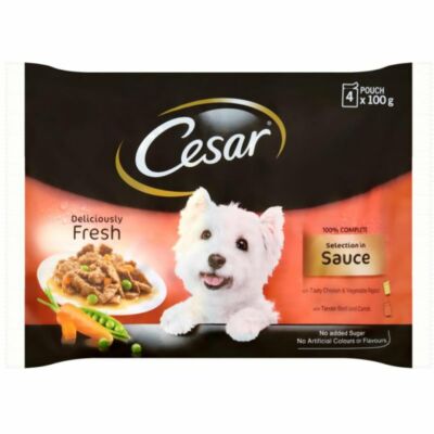 Cesar alutasakos kutyaeledel válogatás mártásban 4*100 g