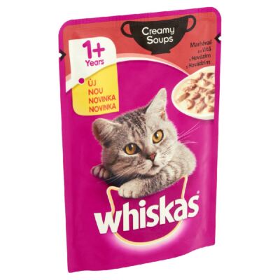 Whiskas 1+ teljes értékű állateledel felnőtt macskák számára marhával krémes szószban 85 g