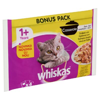 Whiskas 1+ Casserole Szárnyas Válogatás teljes értékű eledel felnőtt macskáknak aszpikban 4 x 85 g