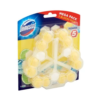 DOMESTOS Power5 WC frissítő blokk Lime 3 x 55 g