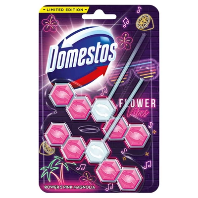 Domestos Power 5 Flower Vibes Pink Magnolia WC frissítő blokk 2 x 55 g