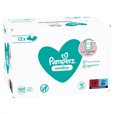 Pampers nedves törlőkendő, Sensitive, 52 db