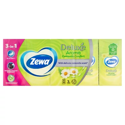 Zewa Deluxe Camomile Comfort illatosított papírzsebkendő 3 rétegű 10 x 10 db