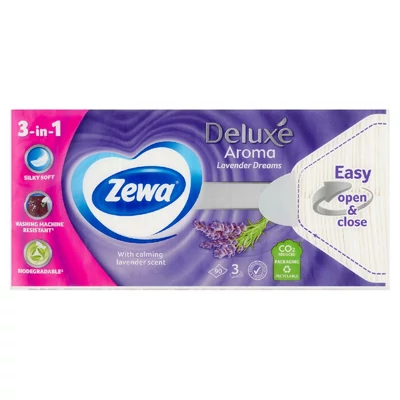Zewa Deluxe Lavender Dreams illatosított papírzsebkendő 3 rétegű 90 db
