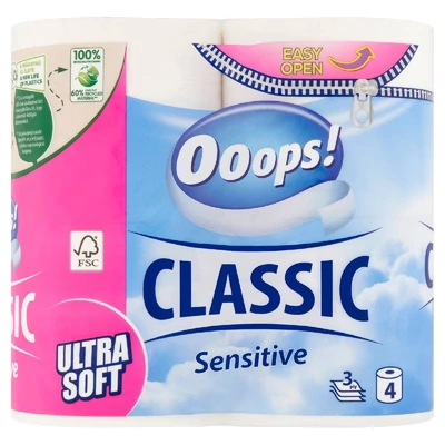 Ooops! wc papír classic sensitive 4 tekercs 3 réteg