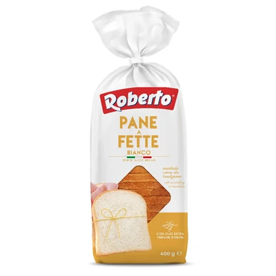 Roberto Pane Bianco szeletelt fehér kenyér 400 g olívaolajjal